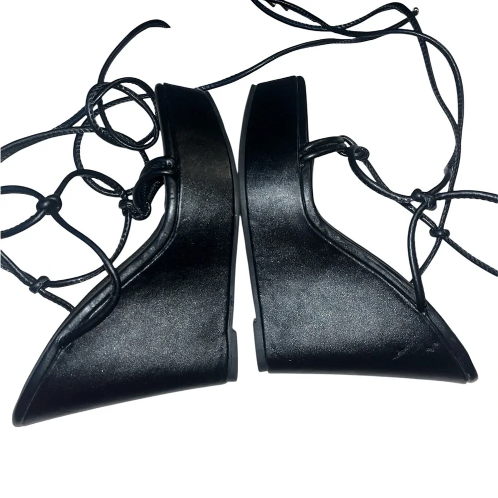 Liliana Black Lace-Up Sandals - Picture 4 of 7